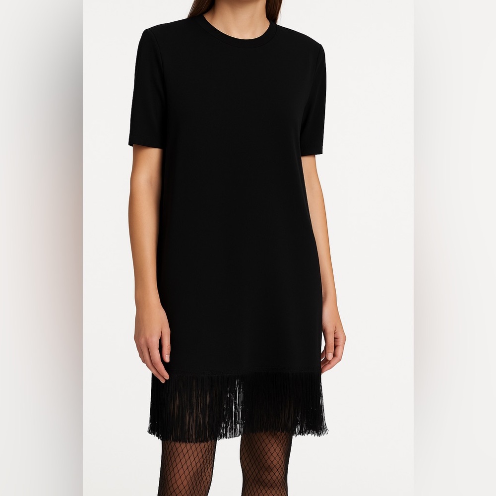 Black Mini Sheath Dress with Crew Neck